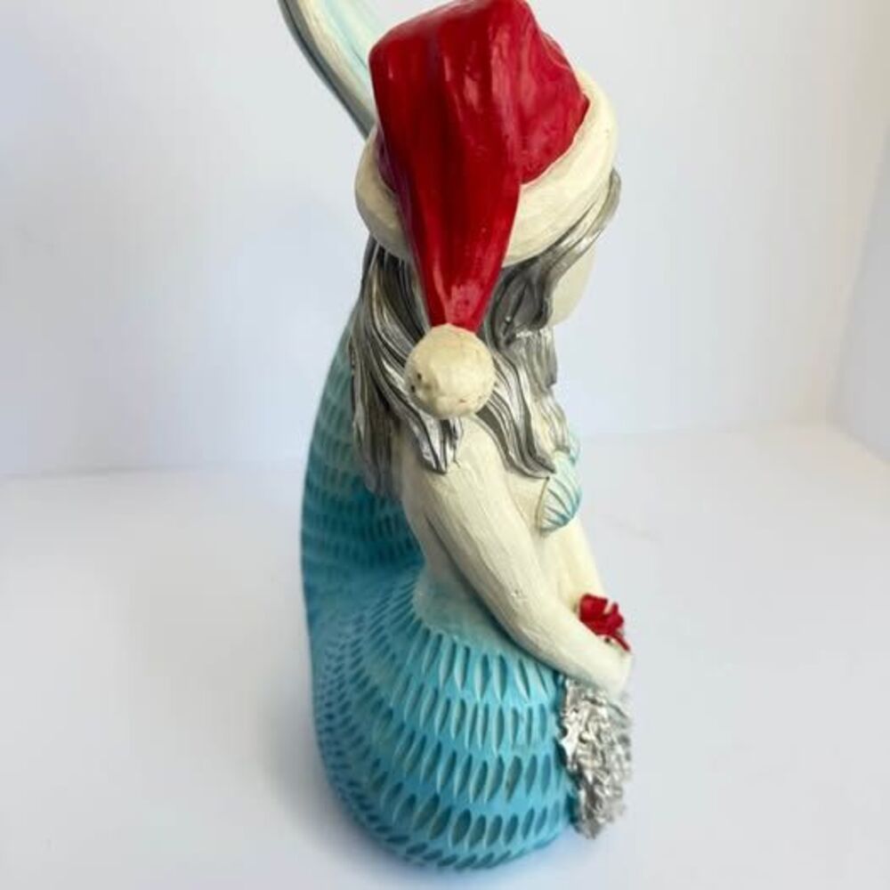 Christmas Coastal Mermaid Decor – Santa Hat – 16” Resin Figure - Picture 4 of 5